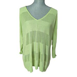 Context Lord & Taylor‎ V-Neck Sweater Womens XL Green Lightweight Beachy Casual